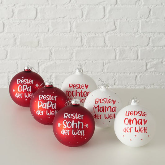 Famille de boules de Noël, 6 assortis.