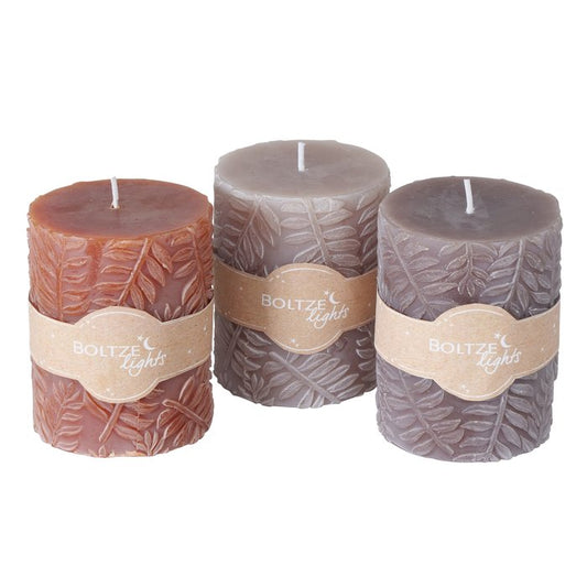 Pillar candle Theodora, 3 assorted.