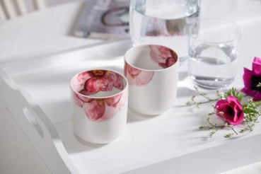 Rose Garden Becherset, 290 ml, 2tlg., weiß/rosa